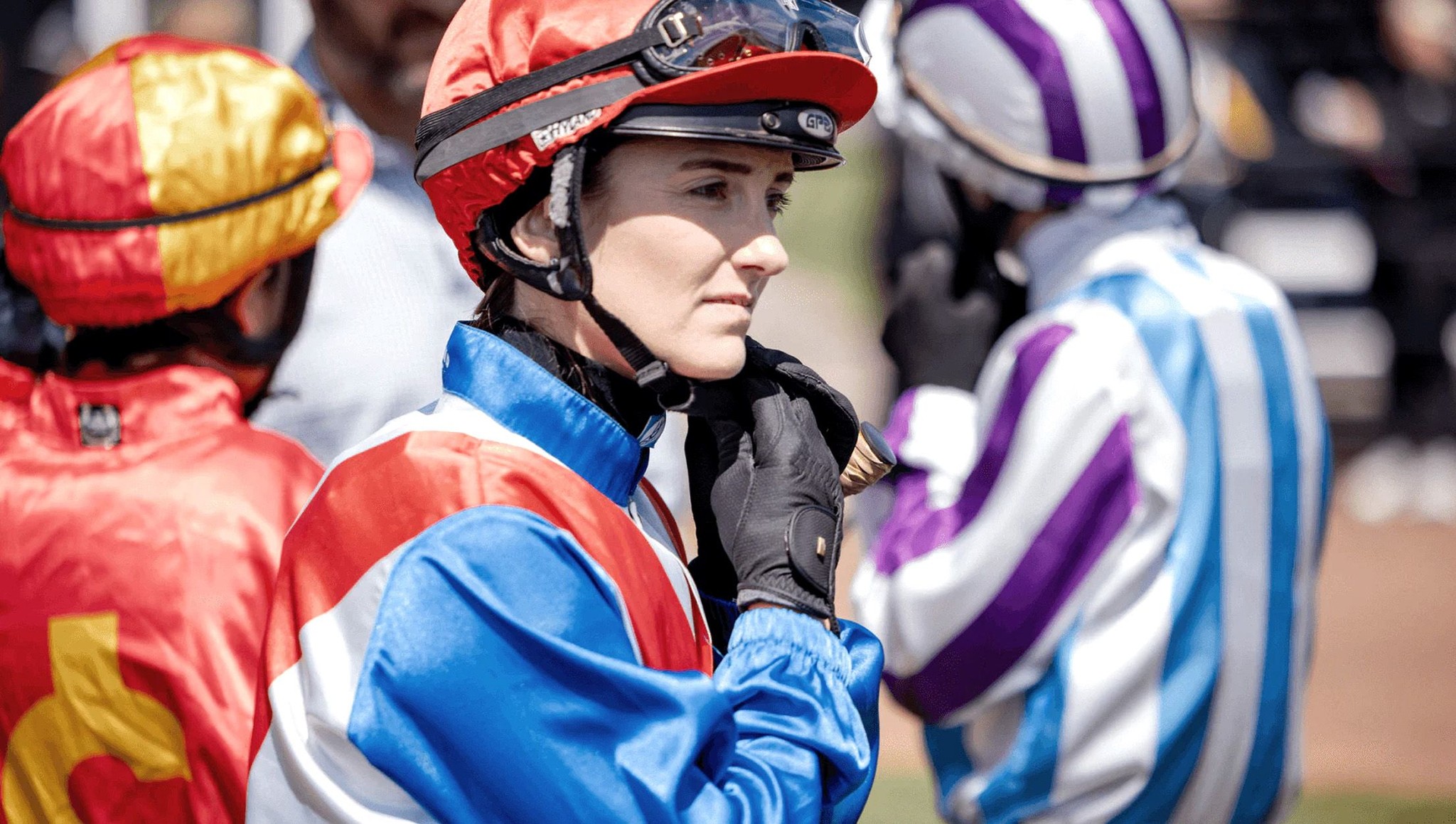 lady wearing helmet